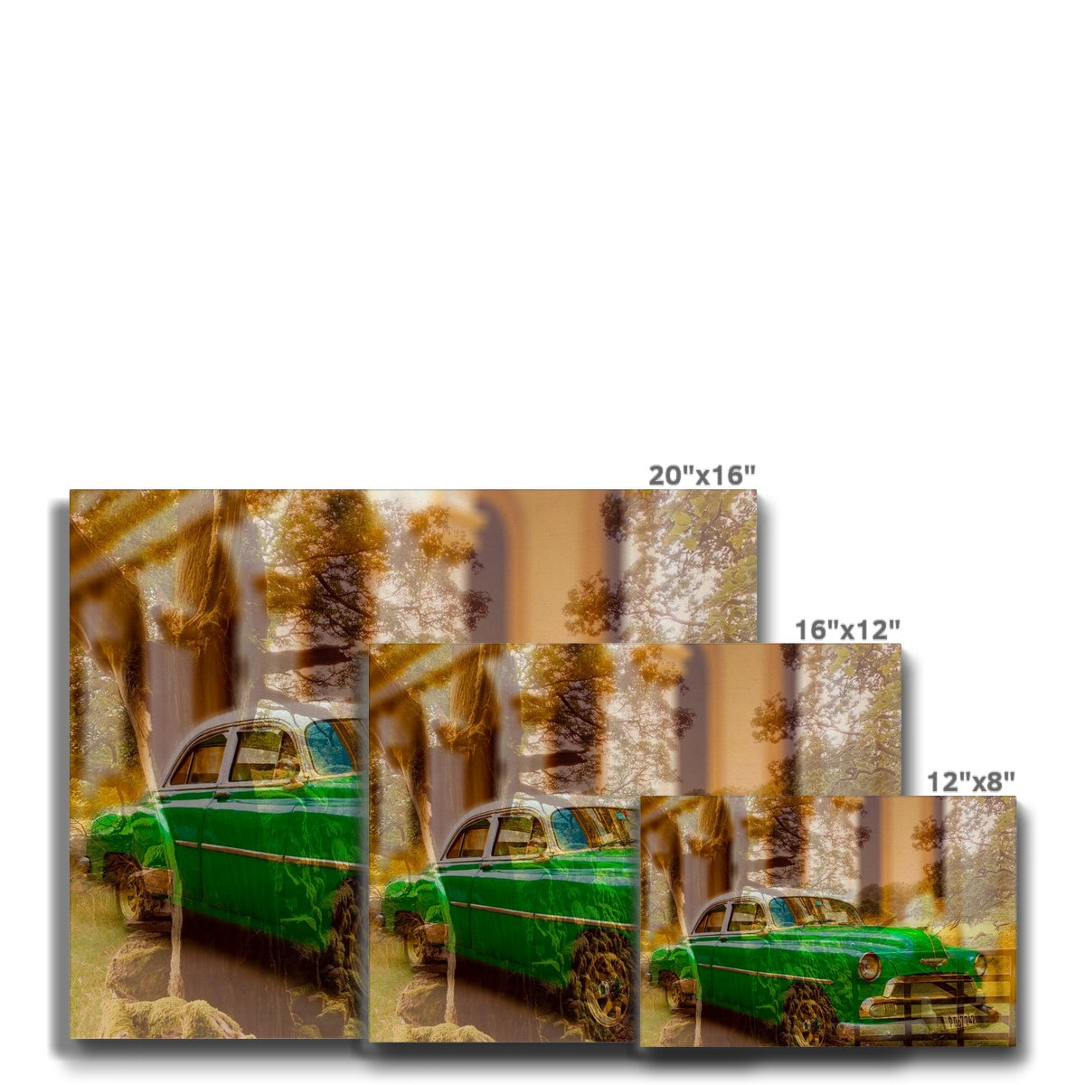 Green Car La Havana - Canvas