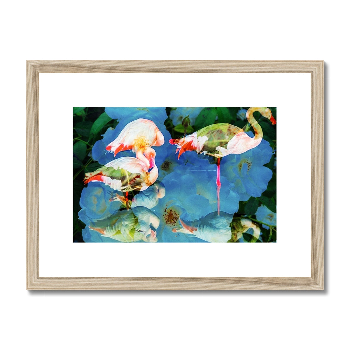 Flamingos and Flowers - Framed