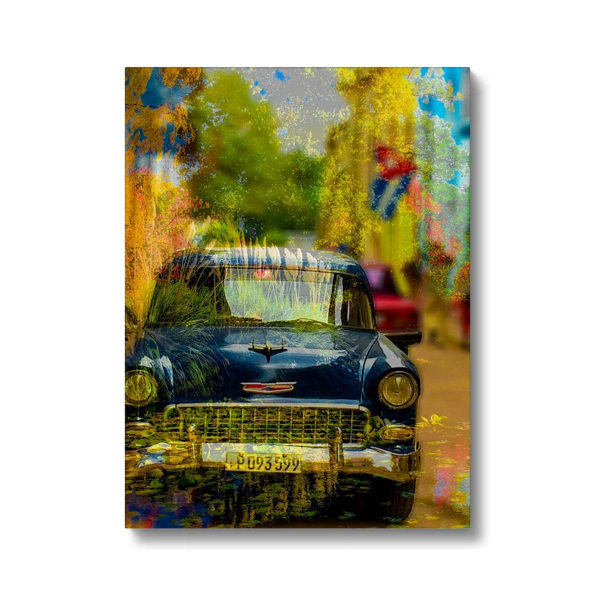 Blue Car La Havana - Canvas