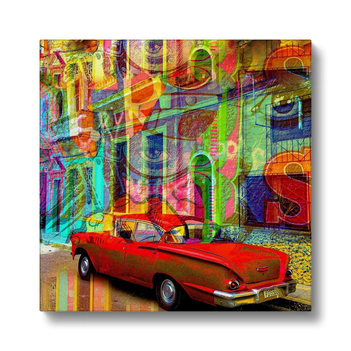 Red Car La Havana - Canvas