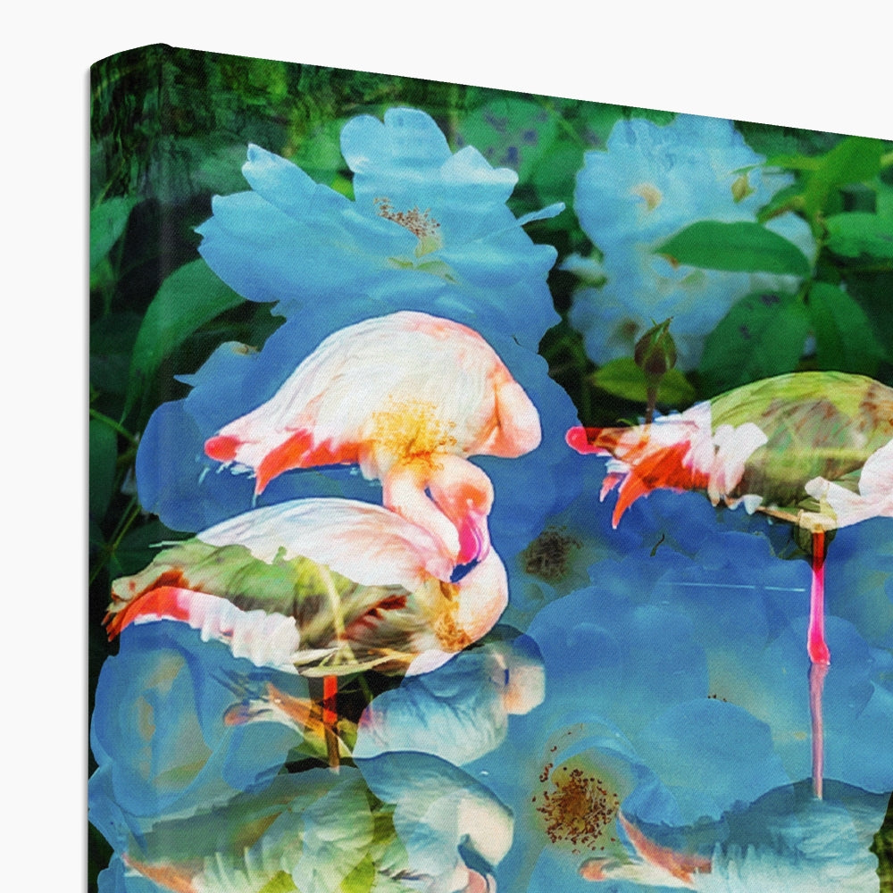 Flamingos and Flowers - Canvas