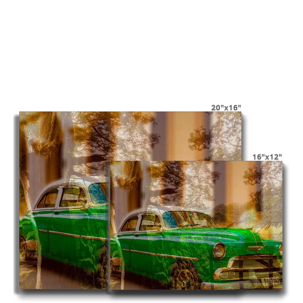 Green Car La Havana - Canvas