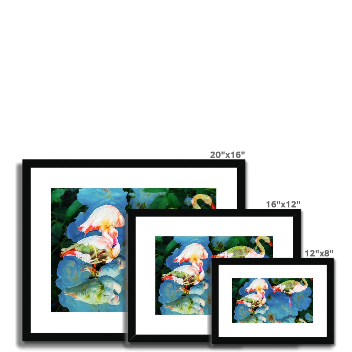 Flamingos and Flowers - Framed