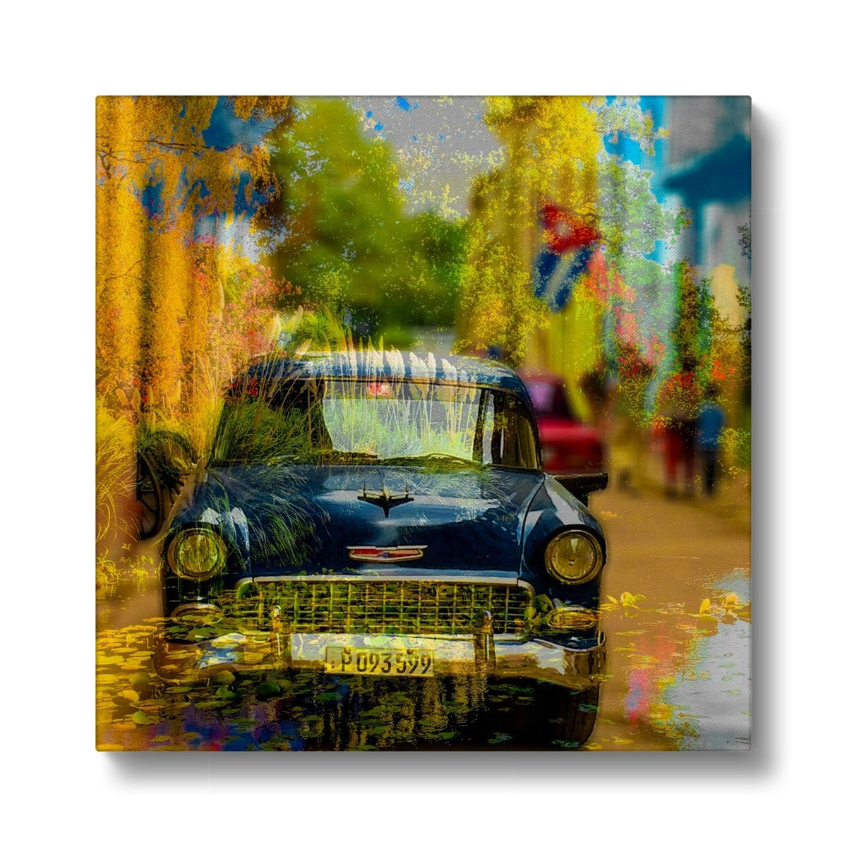 Blue Car La Havana - Canvas