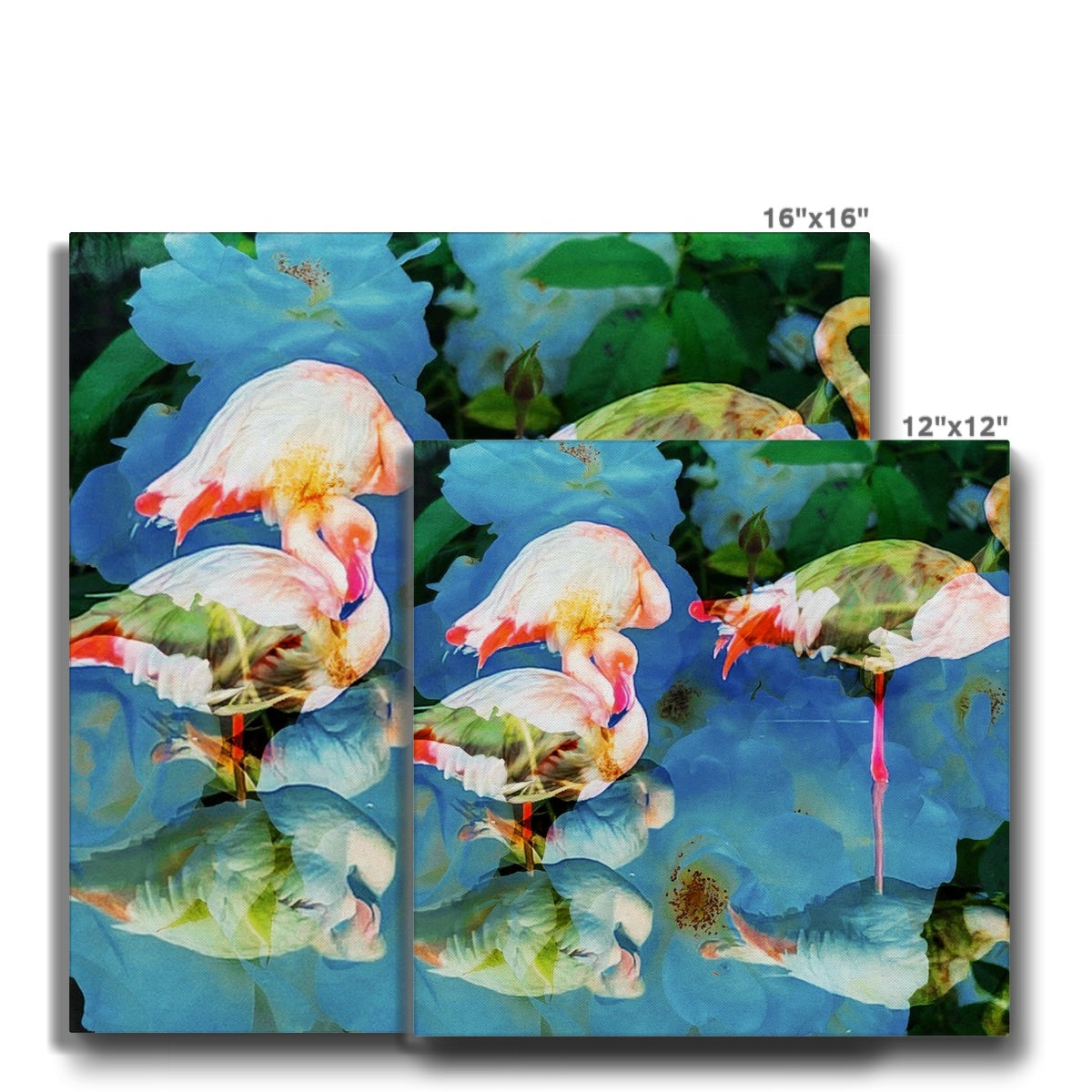 Flamingos and Flowers - Canvas