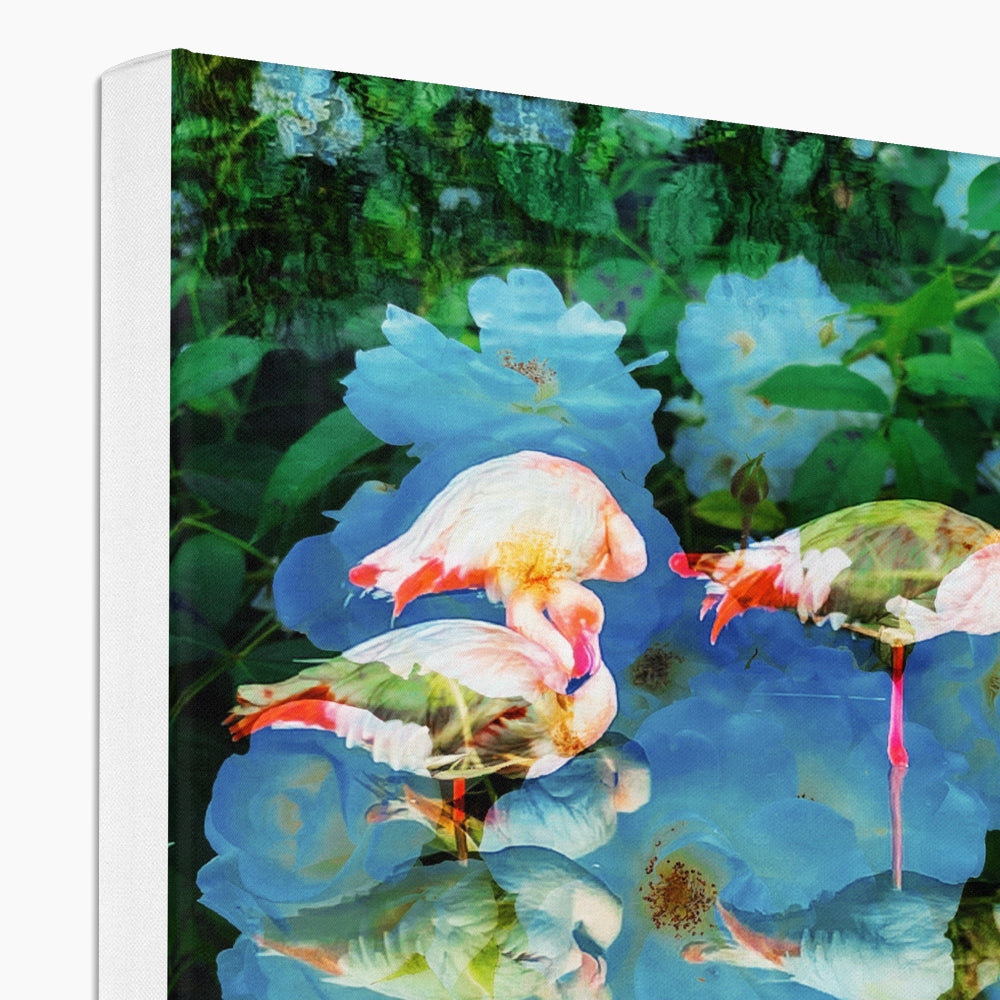 Flamingos and Flowers - Canvas