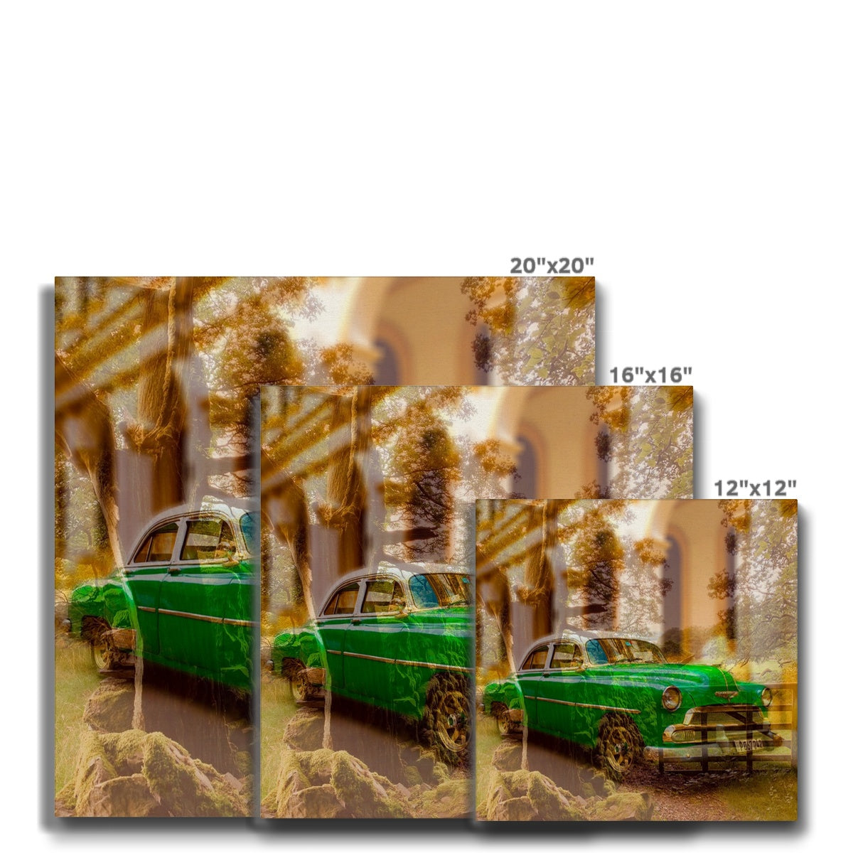 Green Car La Havana - Canvas