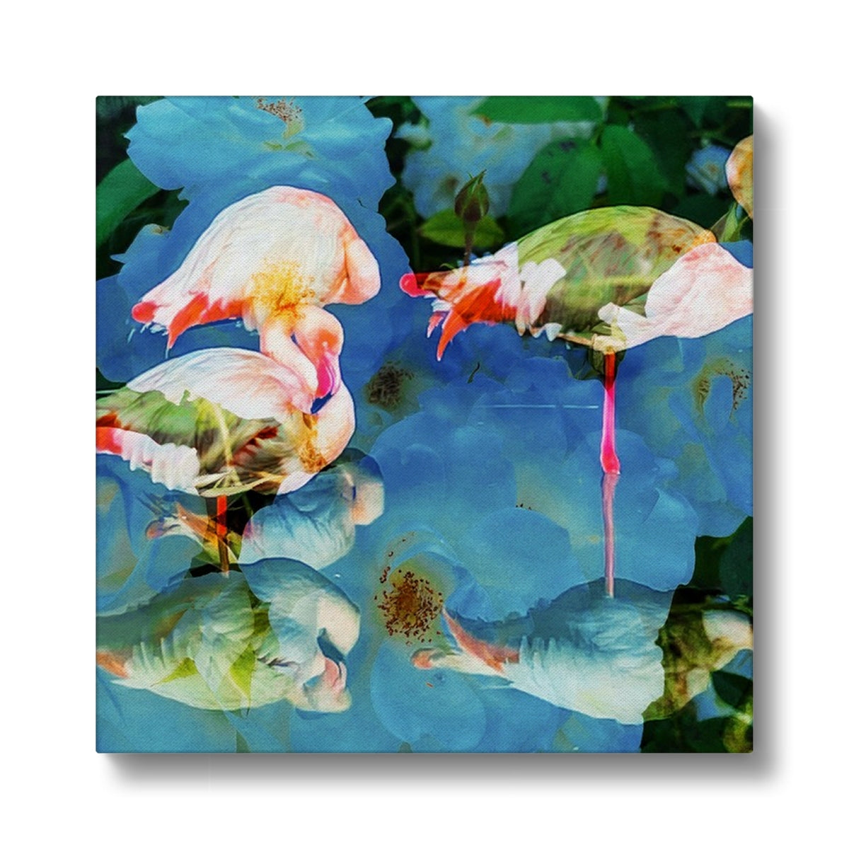 Flamingos and Flowers - Canvas