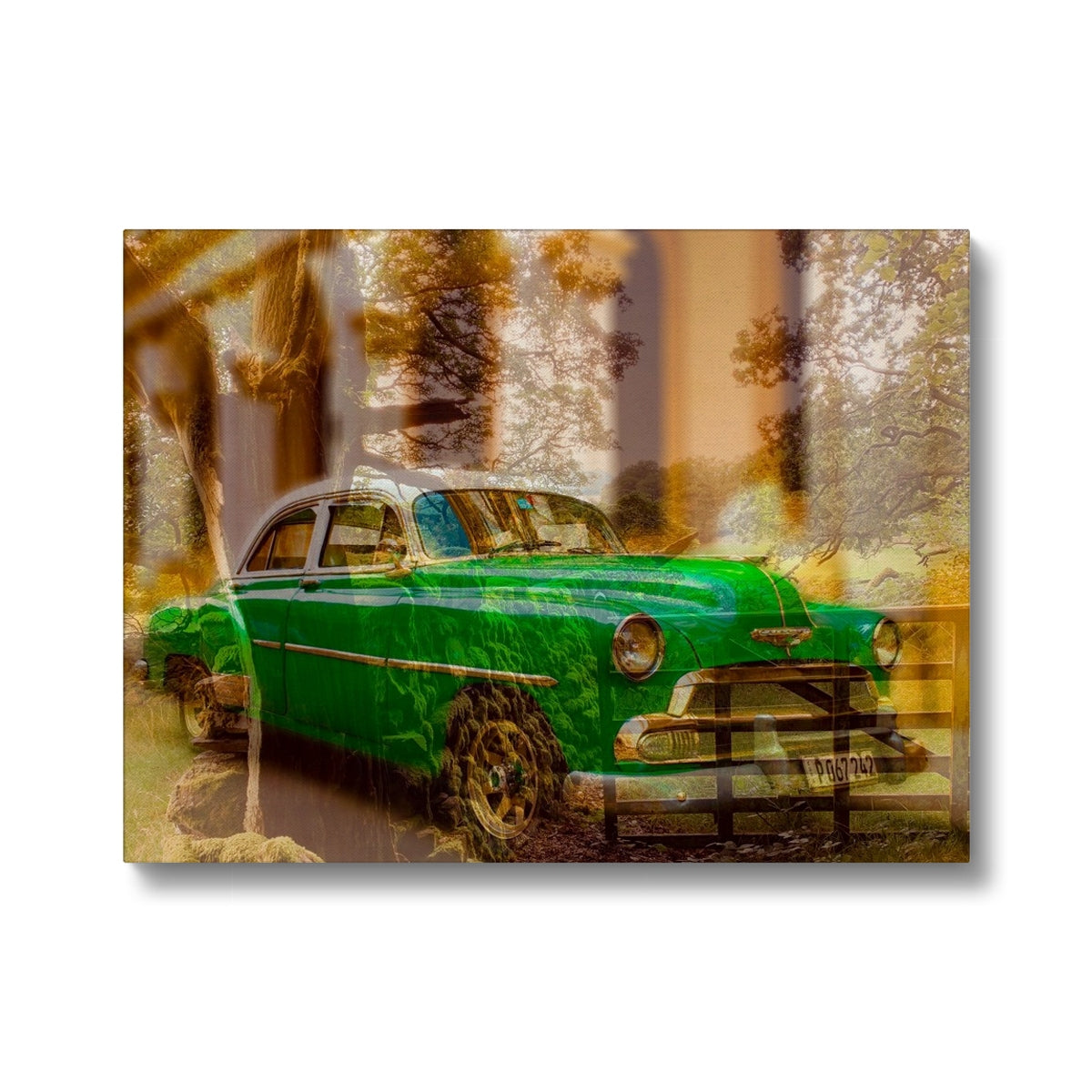 Green Car La Havana - Canvas