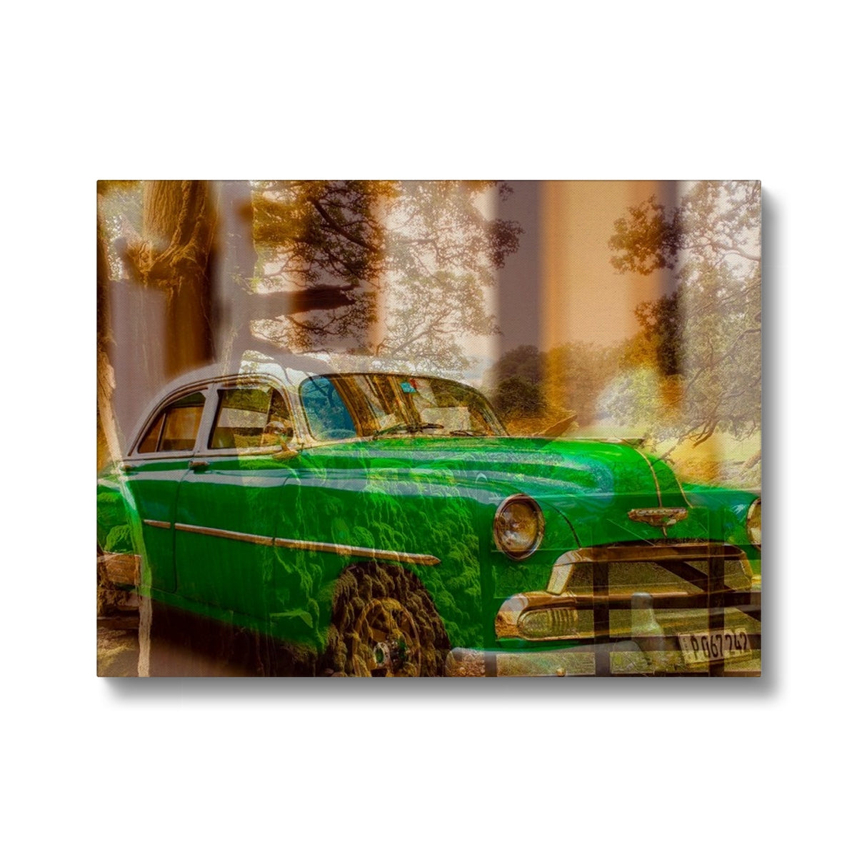 Green Car La Havana - Canvas