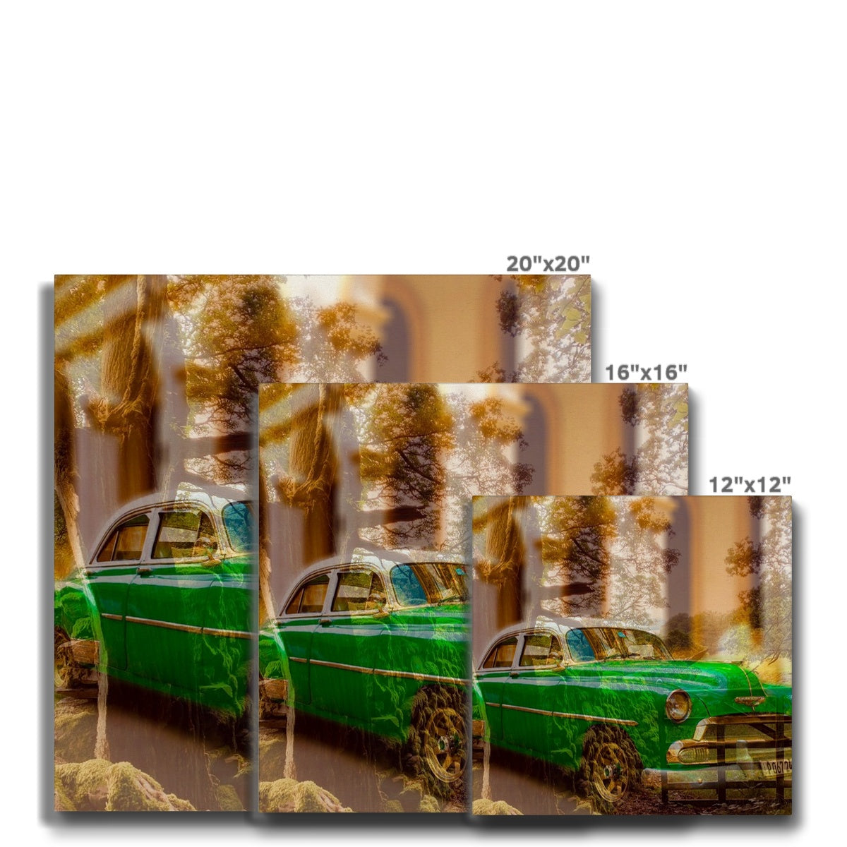 Green Car La Havana - Canvas