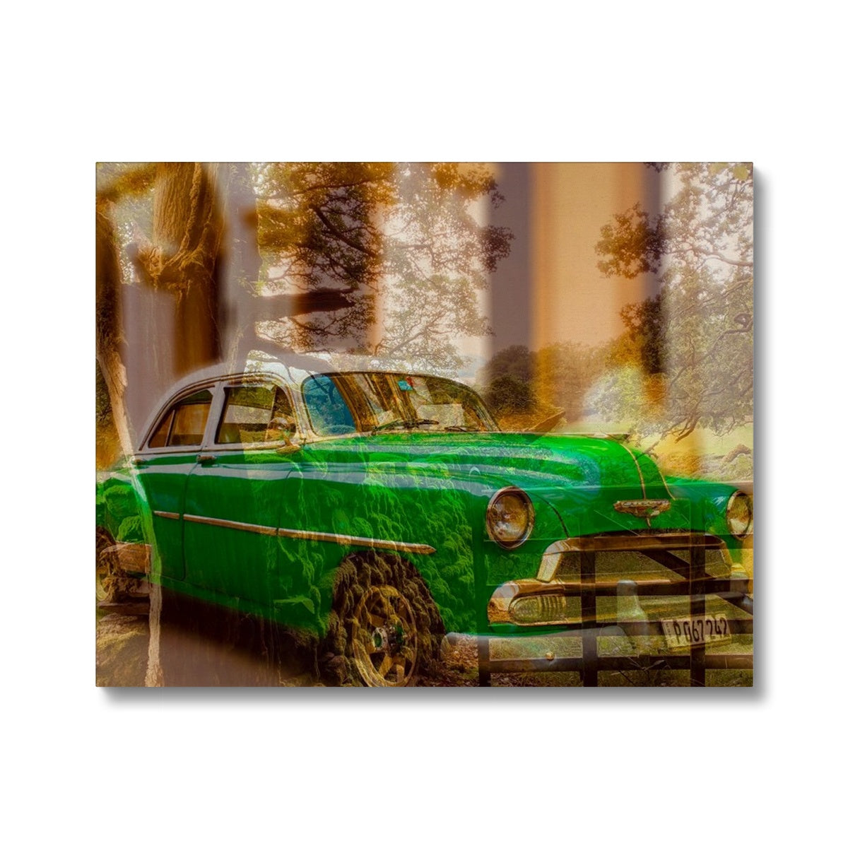 Green Car La Havana - Canvas