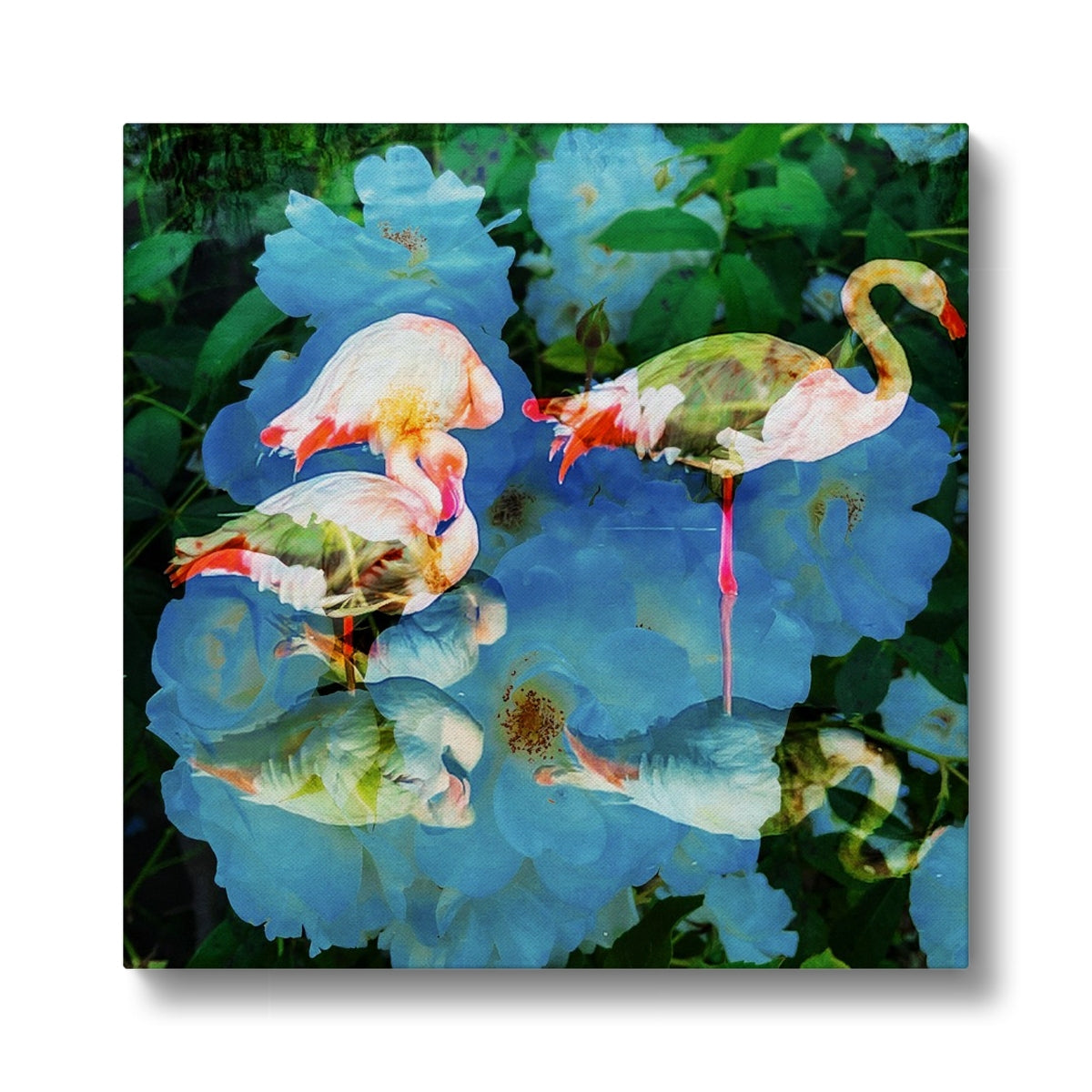 Flamingos and Flowers - Canvas