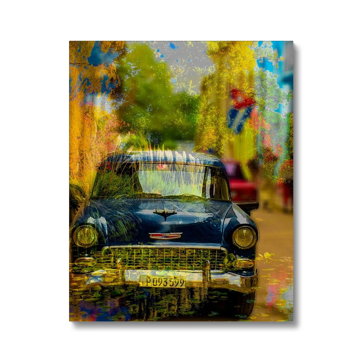 Blue Car La Havana - Canvas