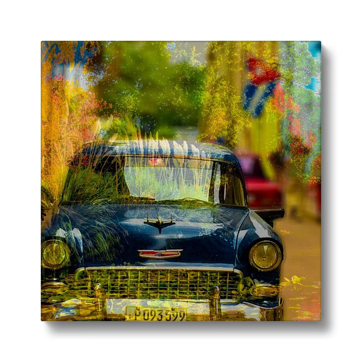 Blue Car La Havana - Canvas