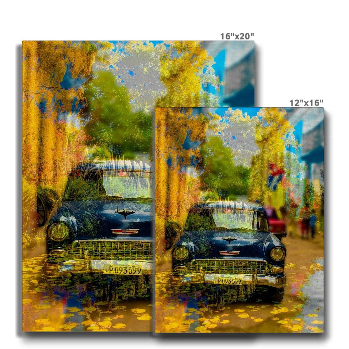 Blue Car La Havana - Canvas