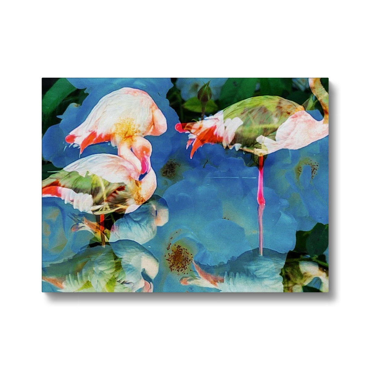 Flamingos and Flowers - Canvas