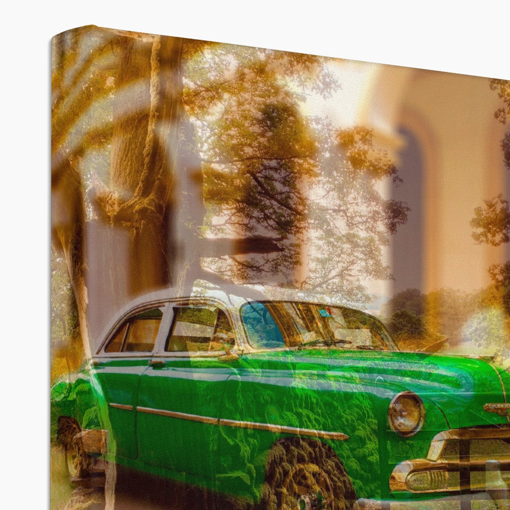 Green Car La Havana - Canvas