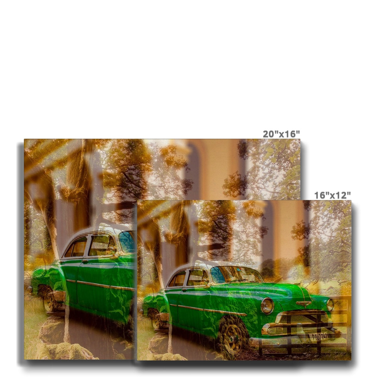 Green Car La Havana - Canvas