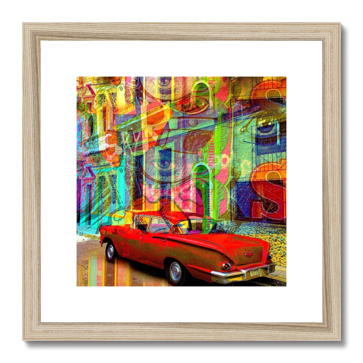 Red Car La Havana - Framed