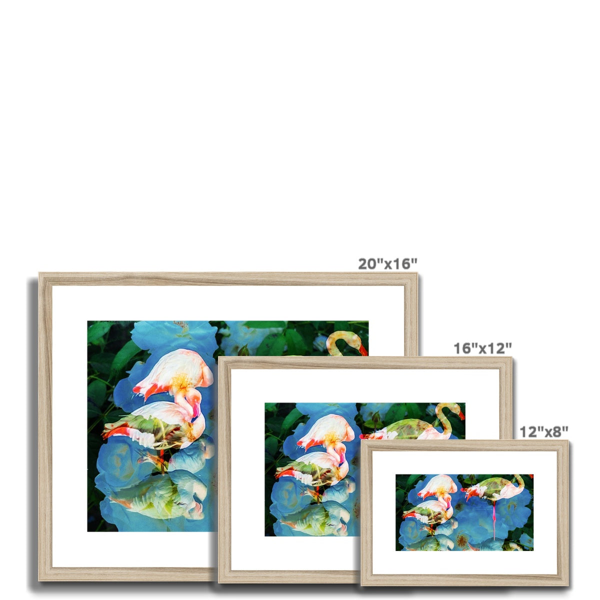 Flamingos and Flowers - Framed