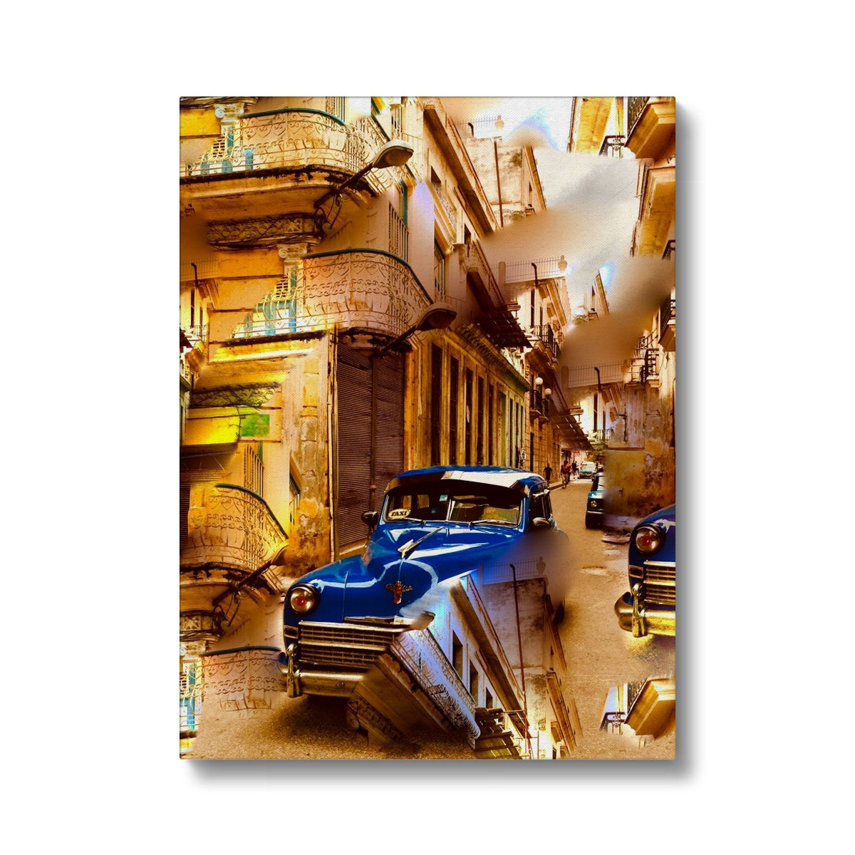 Disappearing blue car La Havana - Canvas