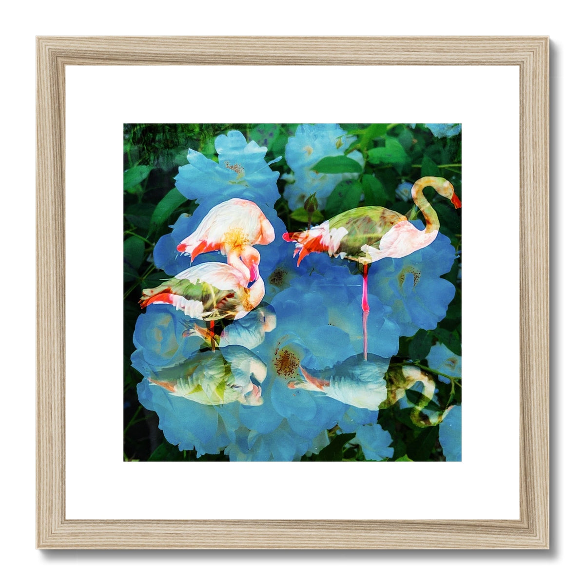 Flamingos and Flowers - Framed