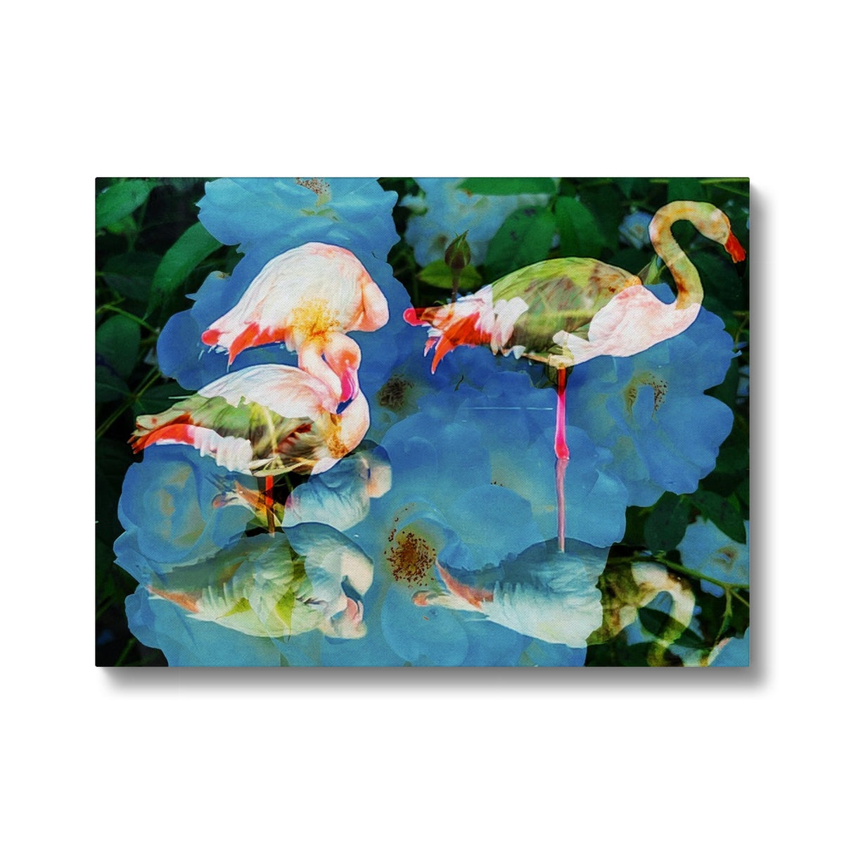 Flamingos and Flowers - Canvas