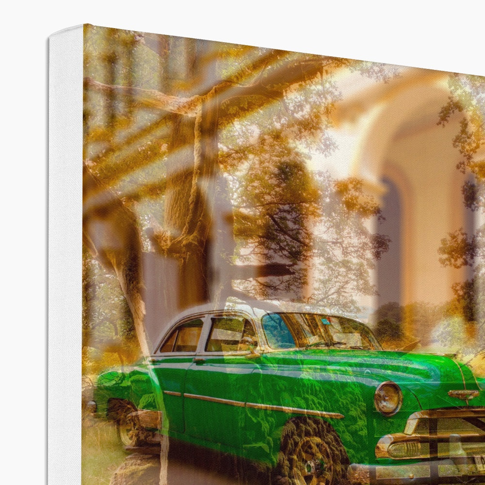 Green Car La Havana - Canvas