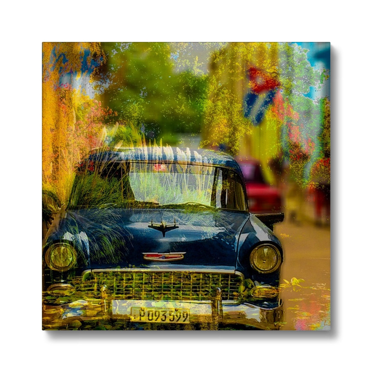 Blue Car La Havana - Canvas