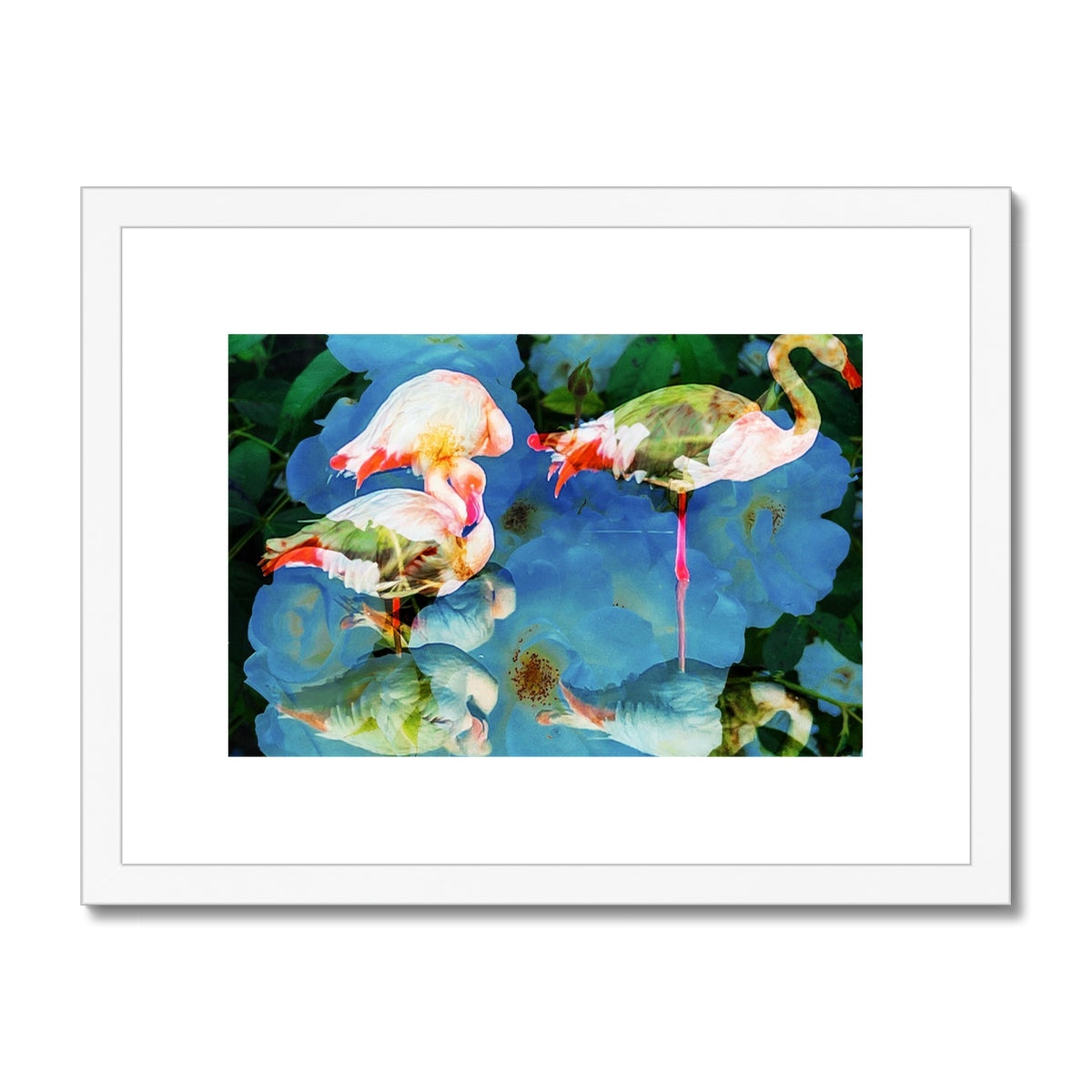 Flamingos and Flowers - Framed