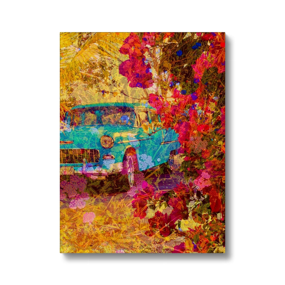 Turquoise car La Havana - Canvas