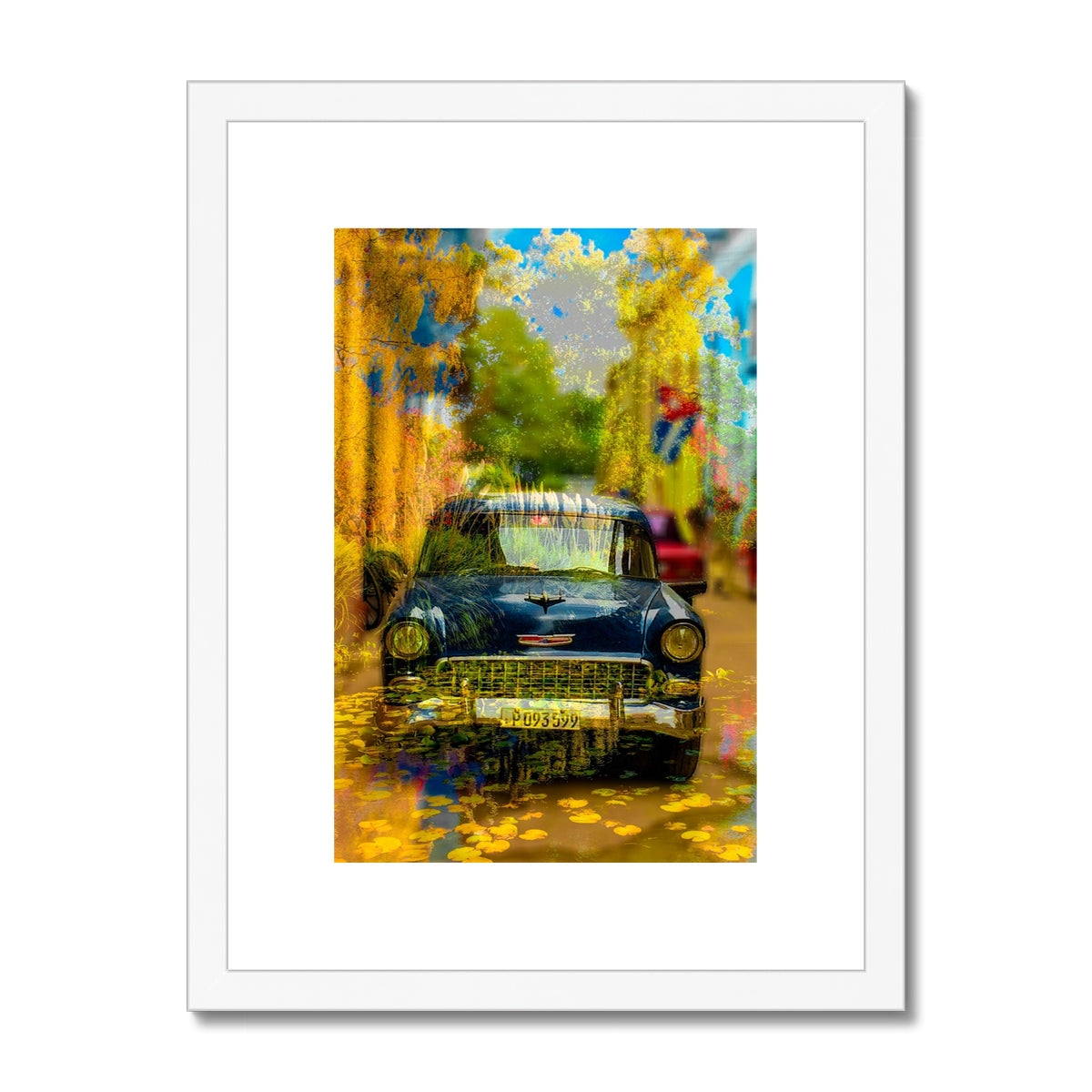 Blue Car La Havana - Framed