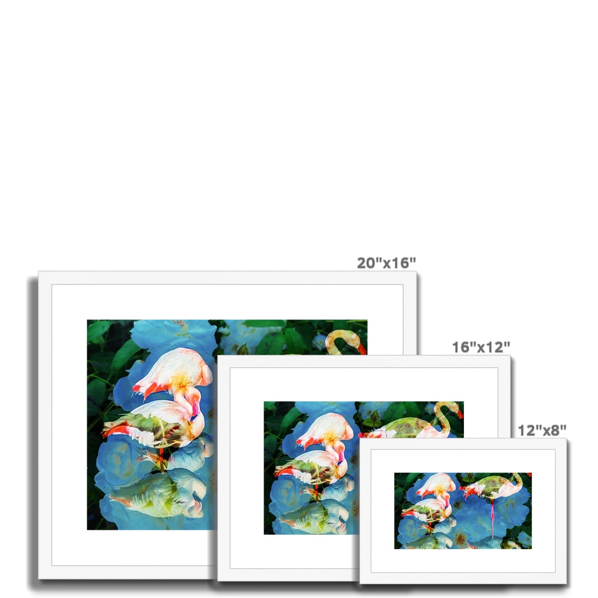 Flamingos and Flowers - Framed